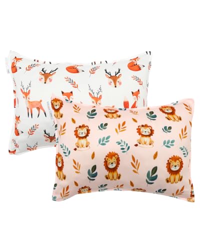 Image of ALVABABY Toddler Pillowcases Stretchy Soft Fit 13 inchx 18 inch or 12 inchx16 inch Kids Pillow Cover Envelope 2 Pack for Girl Boy Travel