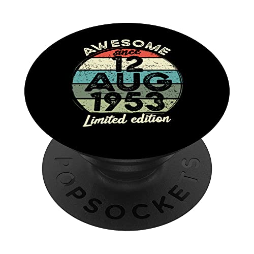 Camiseta de cumpleaños de 70 años, 12 de agosto de 1953, 70 cumpleaños PopSockets PopGrip Intercambiable