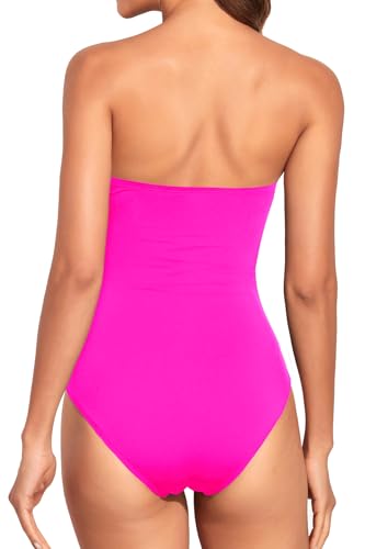 Image of Holipick Women Tummy Control One Piece Swimsuits Strapless Bandeau Bathing Suits Slimming Halter Swimwear