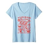 Women's Tijuana Taco Club Vintage Mexican Street Food Retro Baja V-Neck T-Shirt