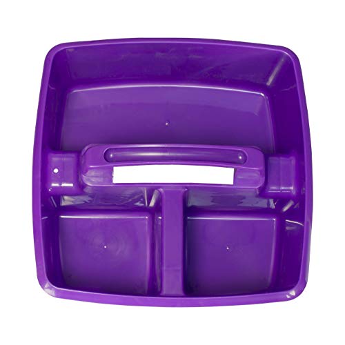 Image of Storex 3-Compartment Small Caddy - Multipurpose Classroom Organizer with Handle, Purple, 5-Pack (00944U06C)