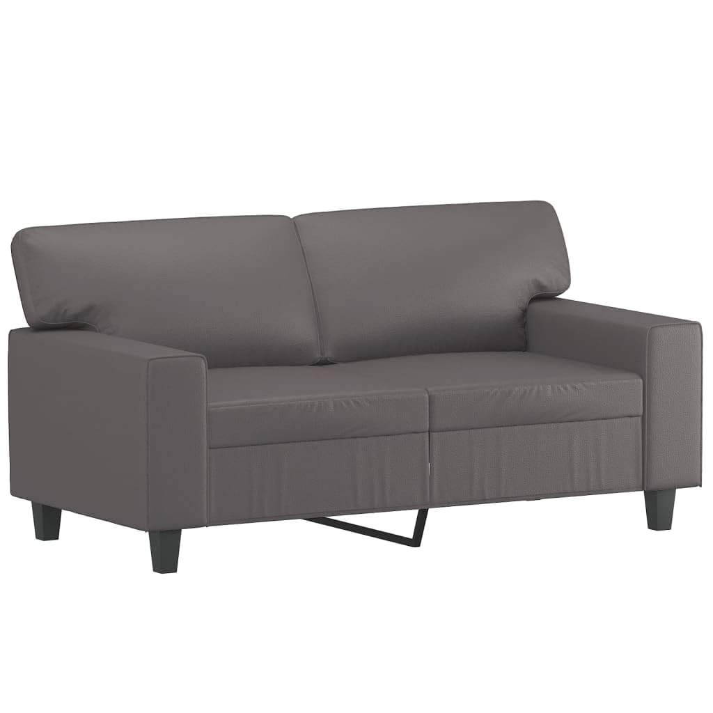 Juego de 2 sofás de piel sintética gris, 154 x 77 x 80 cm, sofá pequeño con cojines gruesos, diseño moderno, marco de madera contrachapada de acero resistente para salón, comedor, pasillo