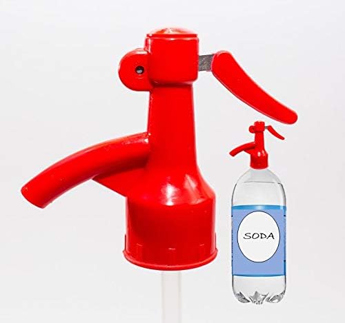 Sodafall fizz saver soda bottle dispenser for seltzer water/club soda/soda pops/fizz keeper/better than soda siphon/works with 2 liter soda bottle (Red)
