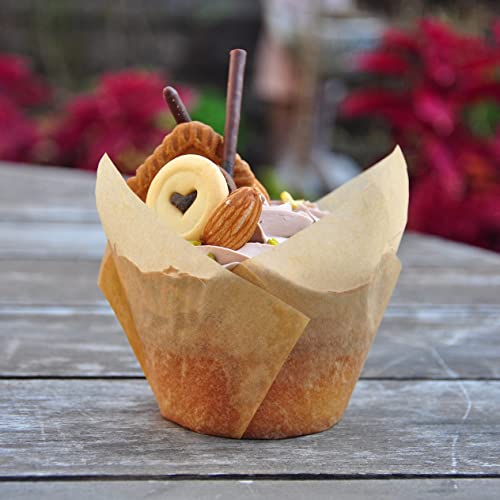 Qlsmypkg Extra Large Jumbo Muffin Greaseproof Paper Baking Cupcake Cups, 2-1/4" X 3-3/4" Natural Tulip Baking Cup Case Of 125 Pcs (Extra Large ) (125) #TOP4