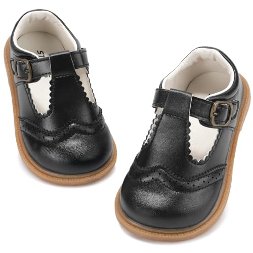STQ KIDS Baby Mary Jane Shoes Lightweight Dress Shoe Black Toddler 4