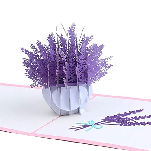 Lavendelkarte 3D Geschenkkarten lila Pop Up Karten Toshine Blumen Popup Grußkarten für Frauen Geburtstag Hochzeit Jahrestag Mutter Lehrer Geschenke Cover