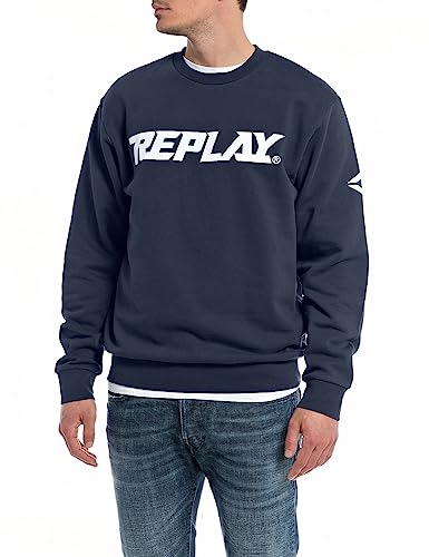 Image of REPLAY men's sweatshirt with logo without hood