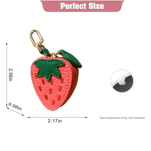 Tusztus Strawberry Coin Purse Charm - Adorable Mini Leather Keychain Wallet for Girls and Women - Perfect Backpack Accessory and Gift - Image 2