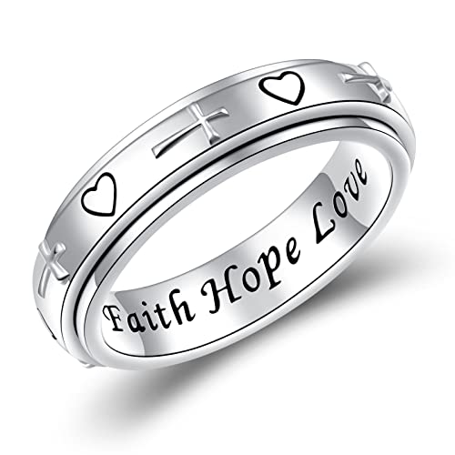 S925 Sterling Silver Spinner Fidget Anxiety Worry Relieving Boredom ADHD Autism Band Rings