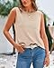 BTFBM Women's Sleeveless Sweater Vest 2025 Summer Crew Neck Ribbed Knit Lightweight Pullover Casual Loose Fit Tank Tops(Light Khaki, Small)