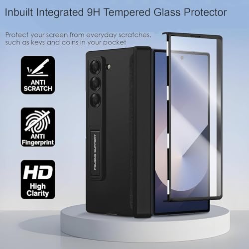 Image of Kapa Magnetic Hinge with Inbuilt Stand Case for Samsung Galaxy Z Fold 6 | Shockproof Stand Hybrid Bumper Back Cover (Black)