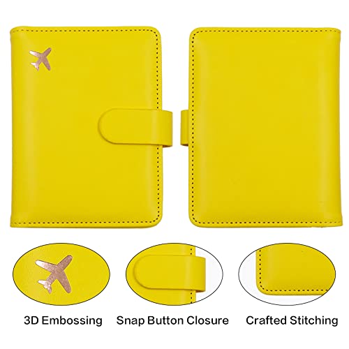 Image of Melsbrinna RFID Passport Holder for Travel Women /Men, Cute RFID Blocking Wallet with Card Slots, Travel Wallet /Passport Case (1, Yellow)