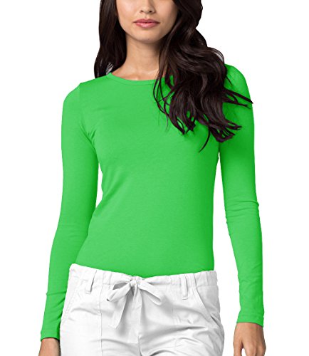 Image of Adar Womens Comfort Long Sleeve T-Shirt Underscrub Tee - 2900 - Neon Lime Green - M