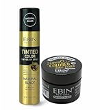 EBIN NEW YORK Ebin Black Spray – Tinted Color Temporary Spray 3.38oz Bundle with 24 Hour Colored Edge Tamer Natural Black Precision Root Cover & Edge Control – Gift Set (2 Items)