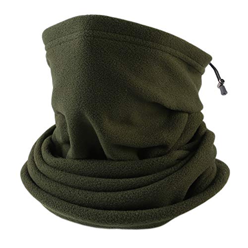 Winter Neck Gaiter Warmer,Windproof Fleece Face Scarf,Balaclava Face Cover for Cold Weather Outdoor Sports (1Pcs-Dark Green)