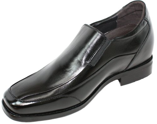 Image of Calden Men's Invisible Height Increasing Elevator Shoes - Black Leather Slip-on Lightweight Dress Loafers - 3 Inches Taller - K333011 - Size 6 D(M) US