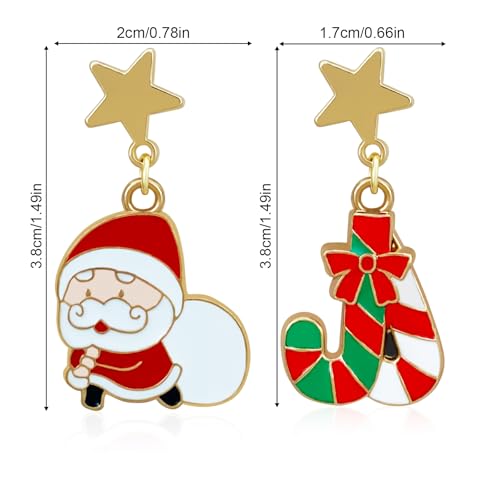 Christmas Earrings for Women Cute Holiday Dangle Drop Earring Christmas Tree Santa Claus Christmas Hat socks Bell Snowman Stud Earrings Jewelry Costume Outfit Accessories - Image 7
