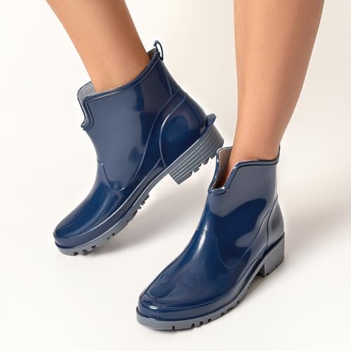 Ladeheid Gummistiefel Damen Kurz Wasserdicht Damenschuhe Elegant und Bequem LA-930 (Dunkelblau, 40 EU)