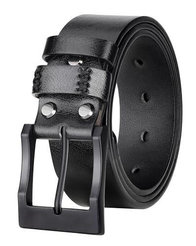 Mens Black Belt - PU Leather for Casual & Office, 1.4