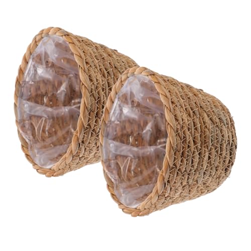 SHINEOFI 2 pièces Panier Tissé Jonc de Mer pour Fleurs et Rangement Panier Artisanal Polyvalent pour Décoration Intérieure et Plantes Corbeille Naturelle