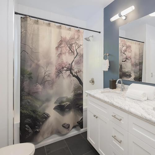 Rideau de douche japonais anti eclaboussures pour petite baignoire