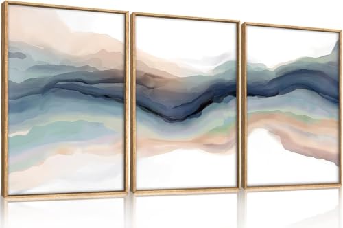 Aquarelle de lignes bleues et vagues apaisantes pour une ambiance zen