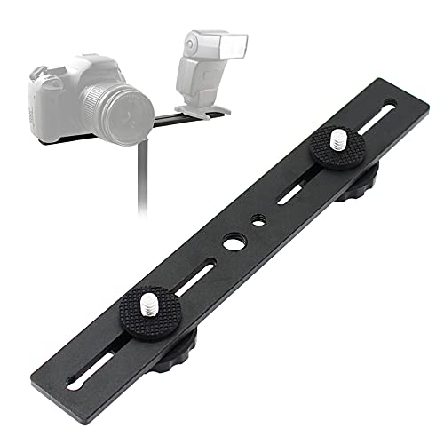 Zeetain Dual-Speedlite Kamera-Stativhalterungssystem,20 cm Blitzverlängerungsarm mit Doppelstativanschlüssen (1/4' + Kaltlichtschuh)Kompatibel mit...