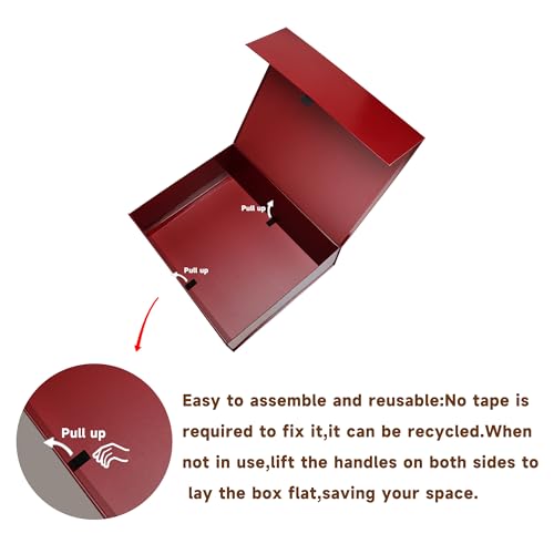 Image of Rsgift 3 Pack Gift Boxes - 18x15x6.1 Inches, Red Collapsible Groomsmen Proposal Boxes with Magnetic Lids, Extra Large for Presents, Wedding, Christmas, Birthday