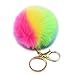 STOBOK Schlüsselanhänger Plüsch Ball Pompom Regenbogen Anhänger Geschenk Deko Schlüsselbund für Auto (Bunt)