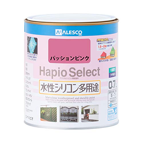 カンペハピオ ペンキ 塗料 水性 つやあり パッションピンク 0.7L 水性シリコン多用途 日本製 ハピオセレクト 00017650731007