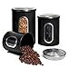 Mixpresso - Juego de 3 recipientes herméticos para cocina con ventana transparente para café y azúcar (negro)