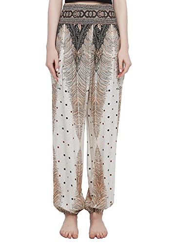 Urban Coco Women's Smocked Waist Boho Floral Print Harem Yoga Pants (S, 10) #TOP3