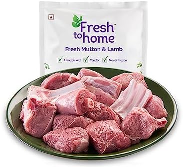 FreshToHome Goat | Curry Cut | 480g to 500g Pack | Include Bones | Tender | Fresh | Never Frozen