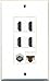 RiteAV - 4 Port HDMI 1 Coax Cable TV- F-Type 1 Cat6 Ethernet White Wall Plate Decorative