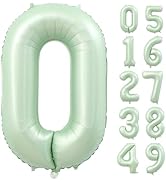 40 Inch Olive Green 0 Number Large Balloon Digital 0 Numbers Big Foil Helium Number Balloons 0-9 ...