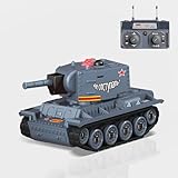 1/64 戦車 ラジコン 2.4GHz RC戦車 充電可能です ミニラジコンタンク 赤外線バトル＆回転砲塔搭載 リモコン戦闘 リアルな音響効果と反動（リコイル）を備えています 戦車好きや遠隔操作機器好きに最適なプレゼントです (グレー)