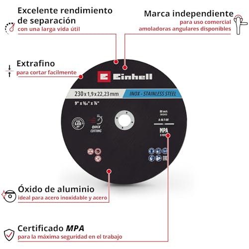 Miniatura 2 de Lote De 10 Discos 230x2mm Inox Metal Einhell