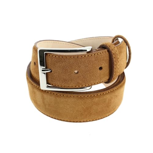Ceinture en daim homme ALASKA Tony & Paul : accessoire en cuir uni marron pain grillé Italie