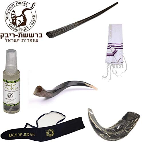 Chophar Oryx kasher ensemble complet avec corne de bélier Kudu et talit violet