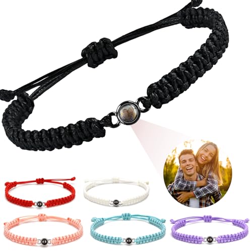 zyinoant Personalized Photo Bracelet Custom Projection Bracelets With High-Definition Picture Inside for Valentine's Day Men/Women/Boyfriend Birthday Anniversary Memorial Gifts (Style 1)