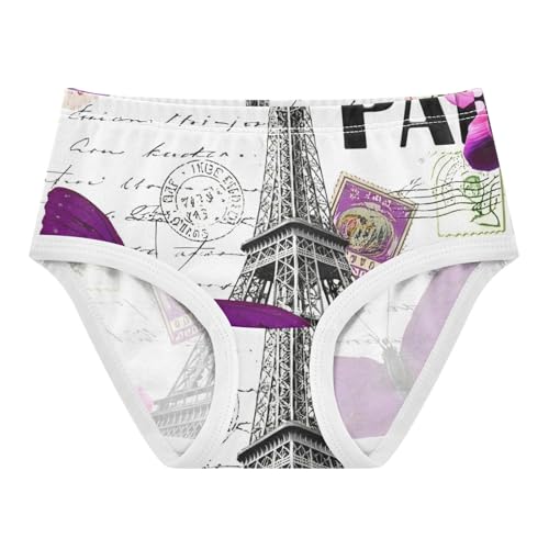 Vintage Collage Eiffel Tower Panties for Girl Toddler Girls Underwear Cotton Fun Print Kids Briefs Undies 2t