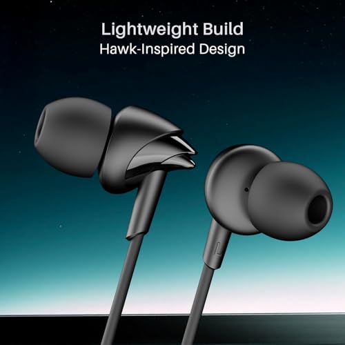 Image of Boat Bassheads 300C Wired Earphones,Type-C Jack, 10mm Drivers, Signature Sound, in-Line Microphone, Integrated Controls, Voice Assistant & 120cm Cable (Active Black)