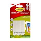 El cuadro queda sujeto Command 17201 - Pack de 8 tiras para cuadros (medianas, hasta 5.4 kg), color blanco