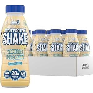 Applied Nutrition Protein Shakes – High Protein Shake Ready To Drink, Protein Drink With 20g Of Protein, Low Fat Protein Shake, On The Go Bottle – 8 x 330ml (Vanilla)