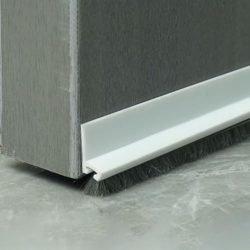 Vibsky Tira de sellado de cepillo inferior de puerta de 100 cm, material TPE, insonorizante, antiinsectos, para uso en interiores y exteriores, color blanco