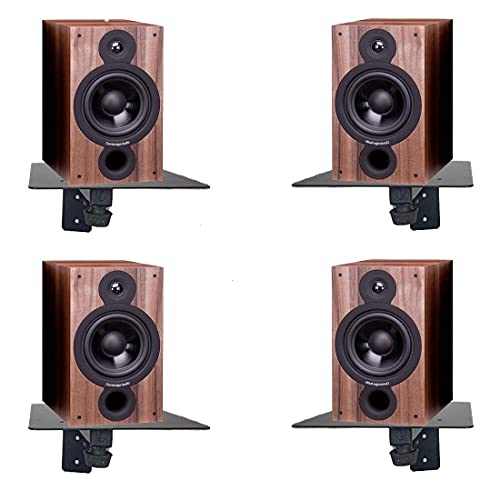 Image of Audiovan Superior Shelf Speaker Wall Mount Speaker Stand, Speaker Wall Mount (6 x 6 Inches) 4 Pcs Pack