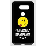 Coque pour Smartphone - Eternel insatisfaite Smiley Tire la Langue Fond Noir - Compatible avec LG V30 - Plastique - Bord Noir
