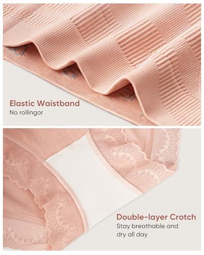 Image of Women's Underwear 4 Pack High Waisted Tummy Control Ladies Panties with Lace Comfortable Briefs Full Coverage