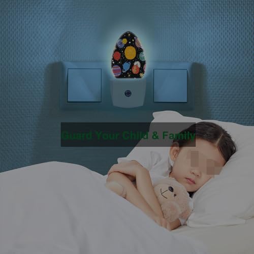Image of Planets Night Light Solar System Universe Space Sun Earth Stars Moon Mars Jupiter Plug-in Nightlight Energy Saving 0.5W LED Lighting for Boys Girls Men Women
