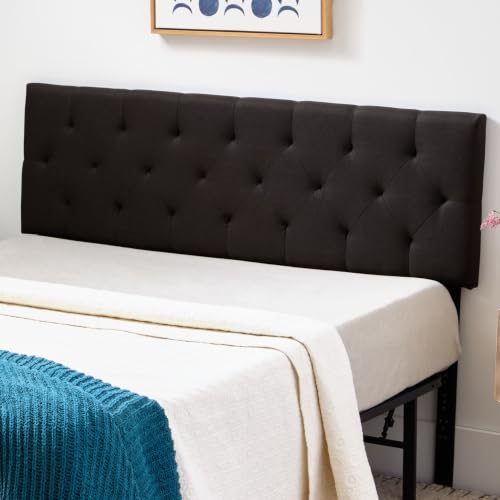Image of Lucid Mid-Rise Upholstered Headboard, Diamond Tufted, Black, Queen Size
